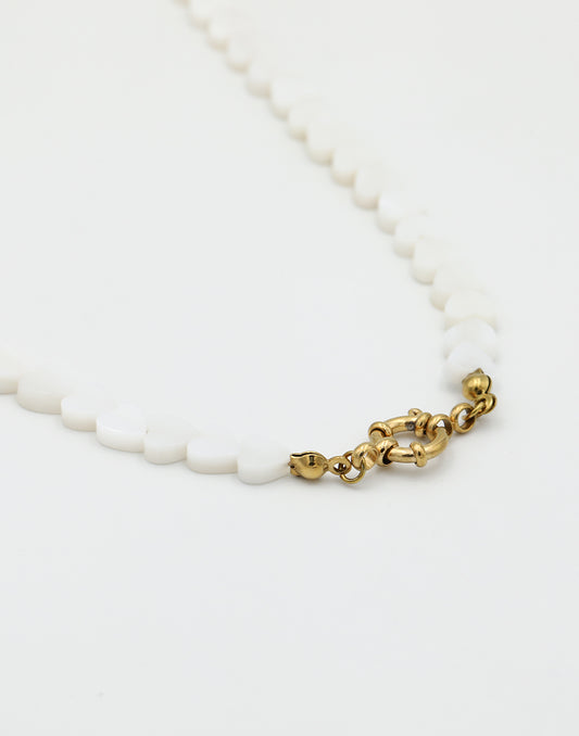 kralenketting hartjes wit