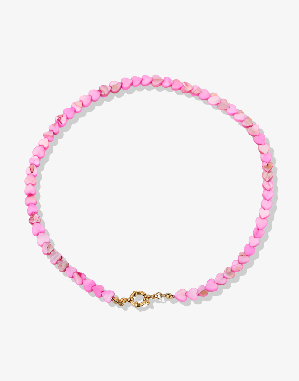 Kralenketting hartjes roze