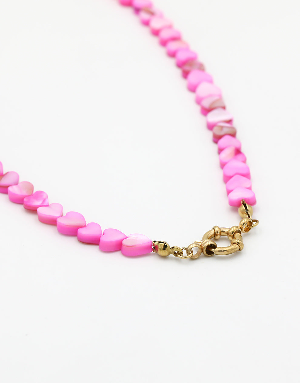 Kralenketting hartjes roze