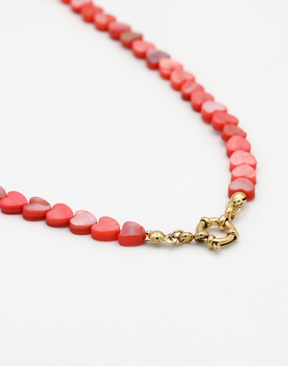 Kralenketting hartjes rood