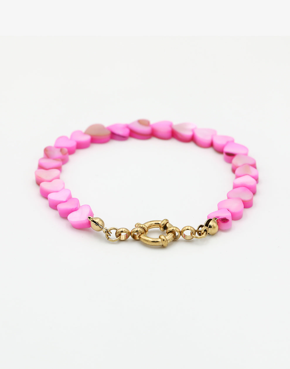 Kralenarmband hartjes roze