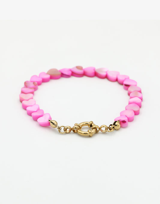 Kralenarmband hartjes roze