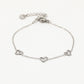 armband drie speelse hartjes zilverkleurig