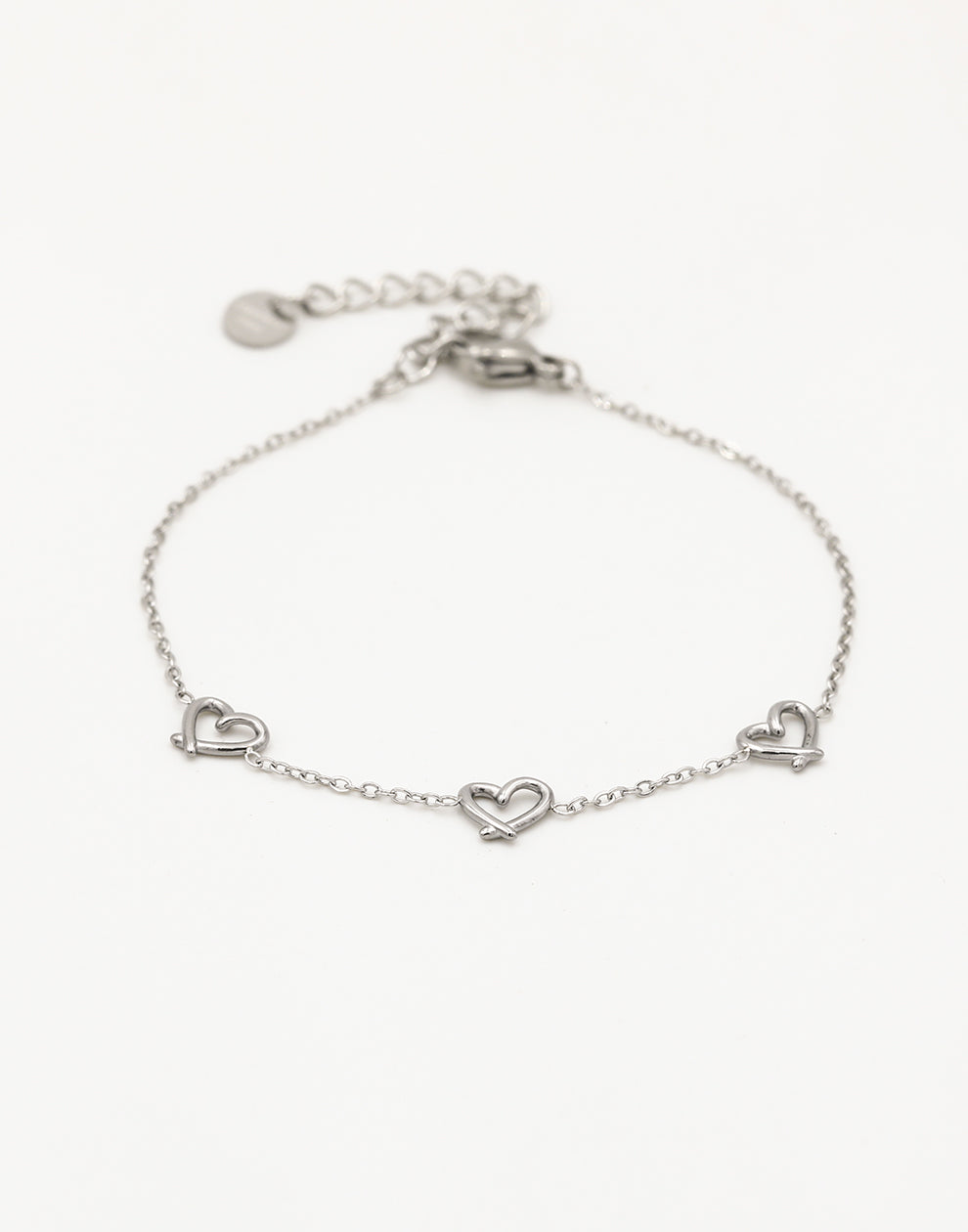 armband drie speelse hartjes zilverkleurig