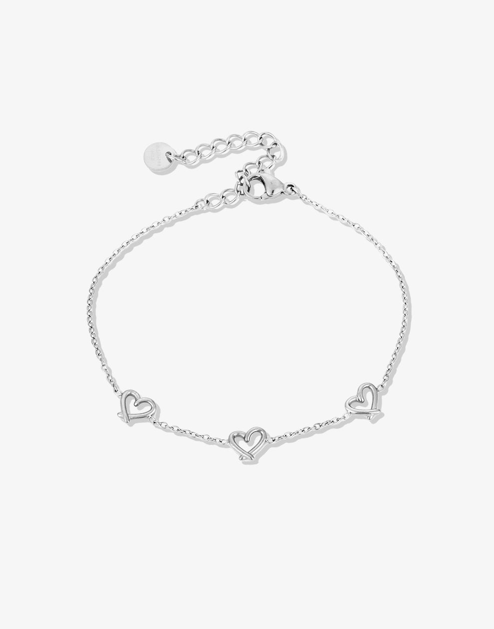 armband drie speelse hartjes zilverkleurig
