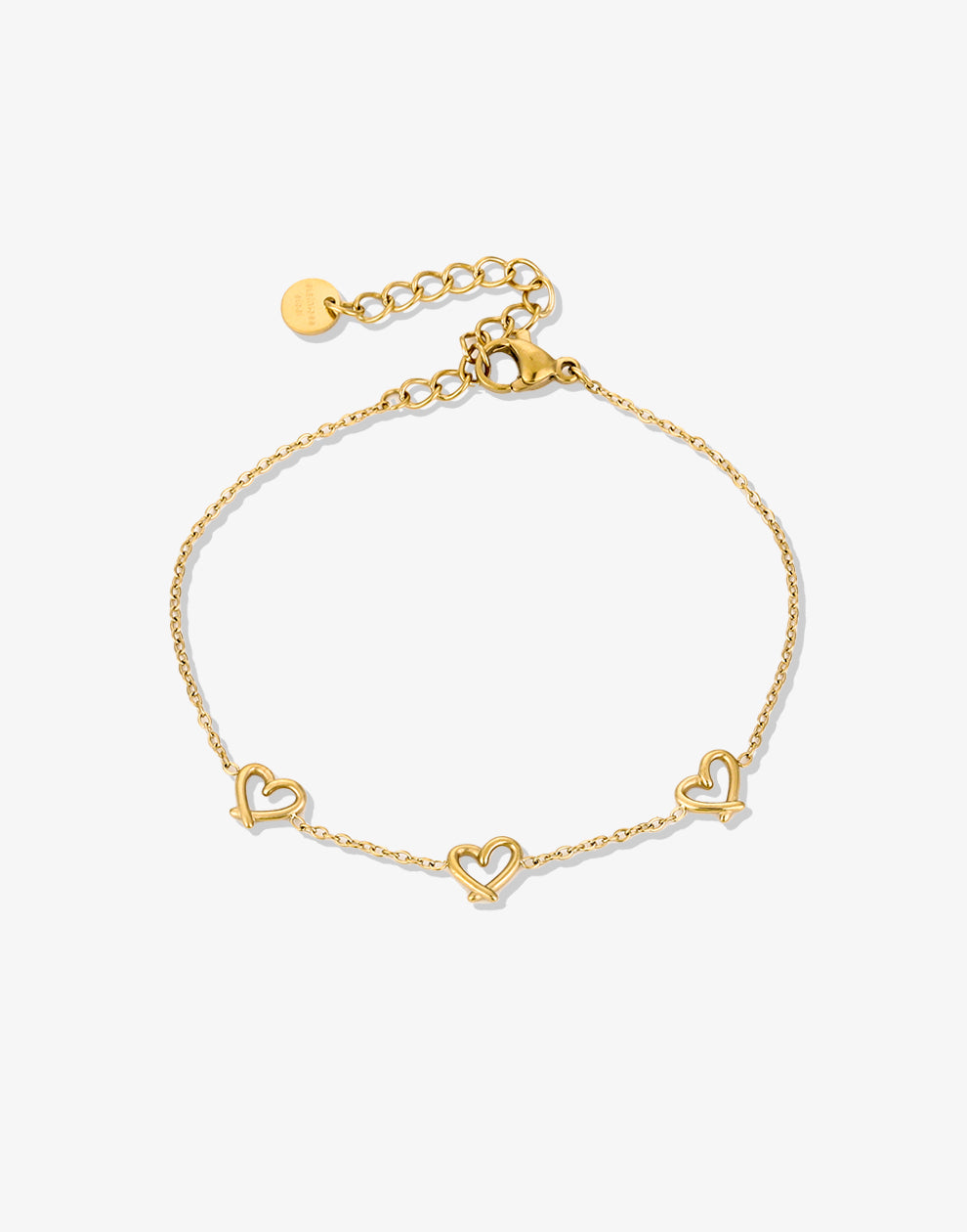 armband drie speelse hartjes goudkleurig