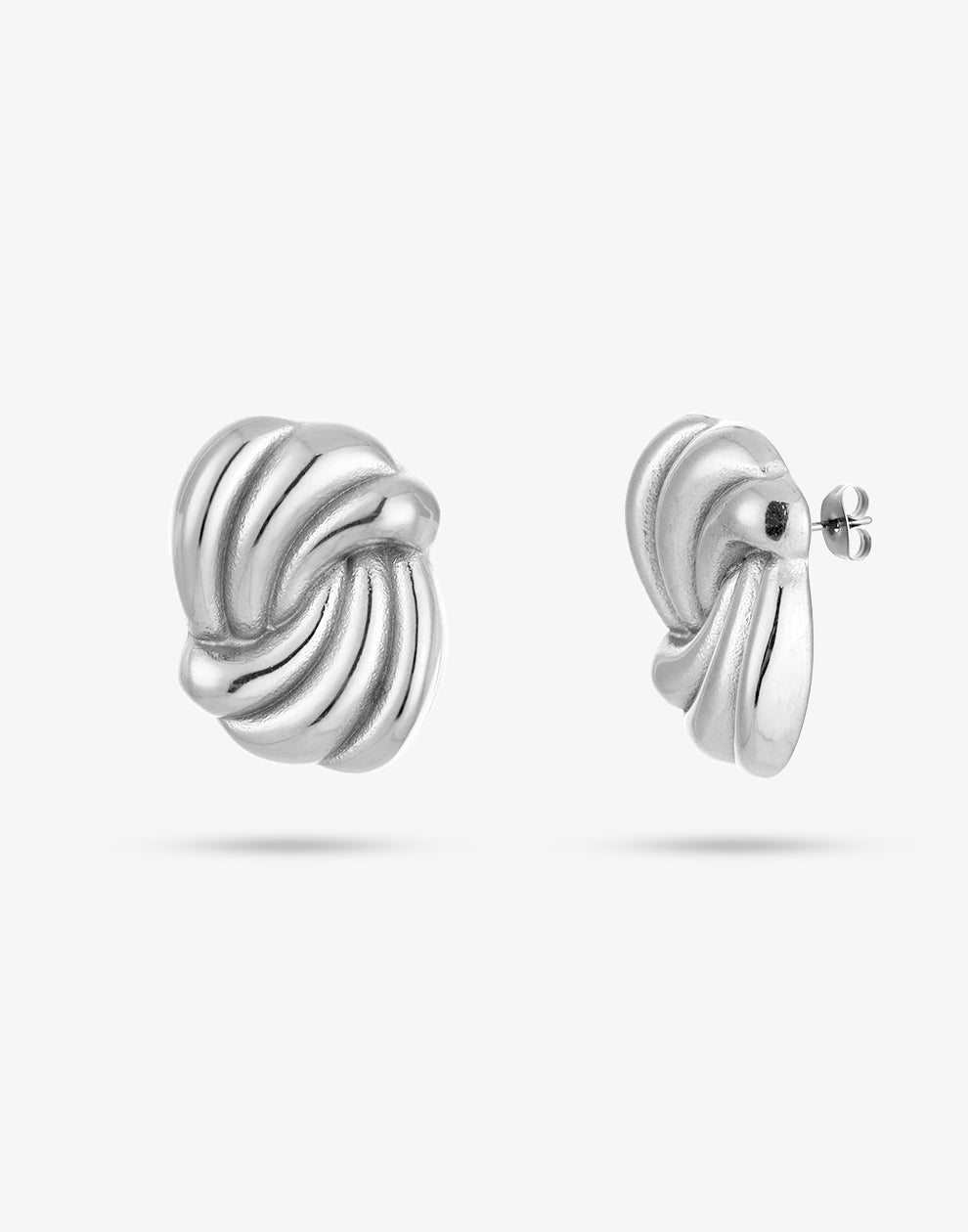 Statement earstud waves zilverkleurig