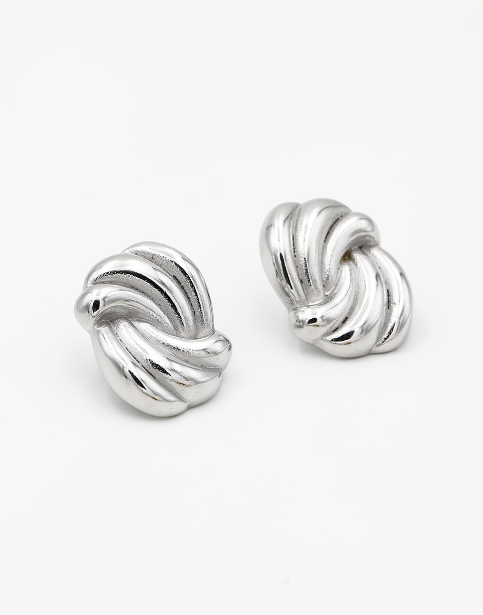 Statement earstud waves zilverkleurig