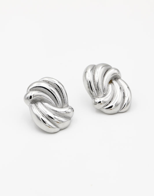 Statement earstud waves zilverkleurig