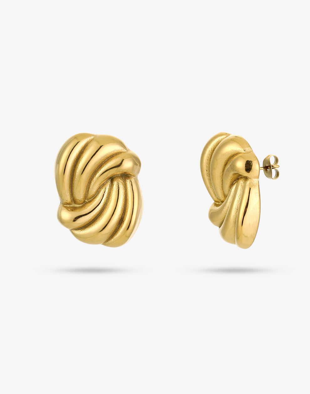 Statement earstud waves goudkleurig