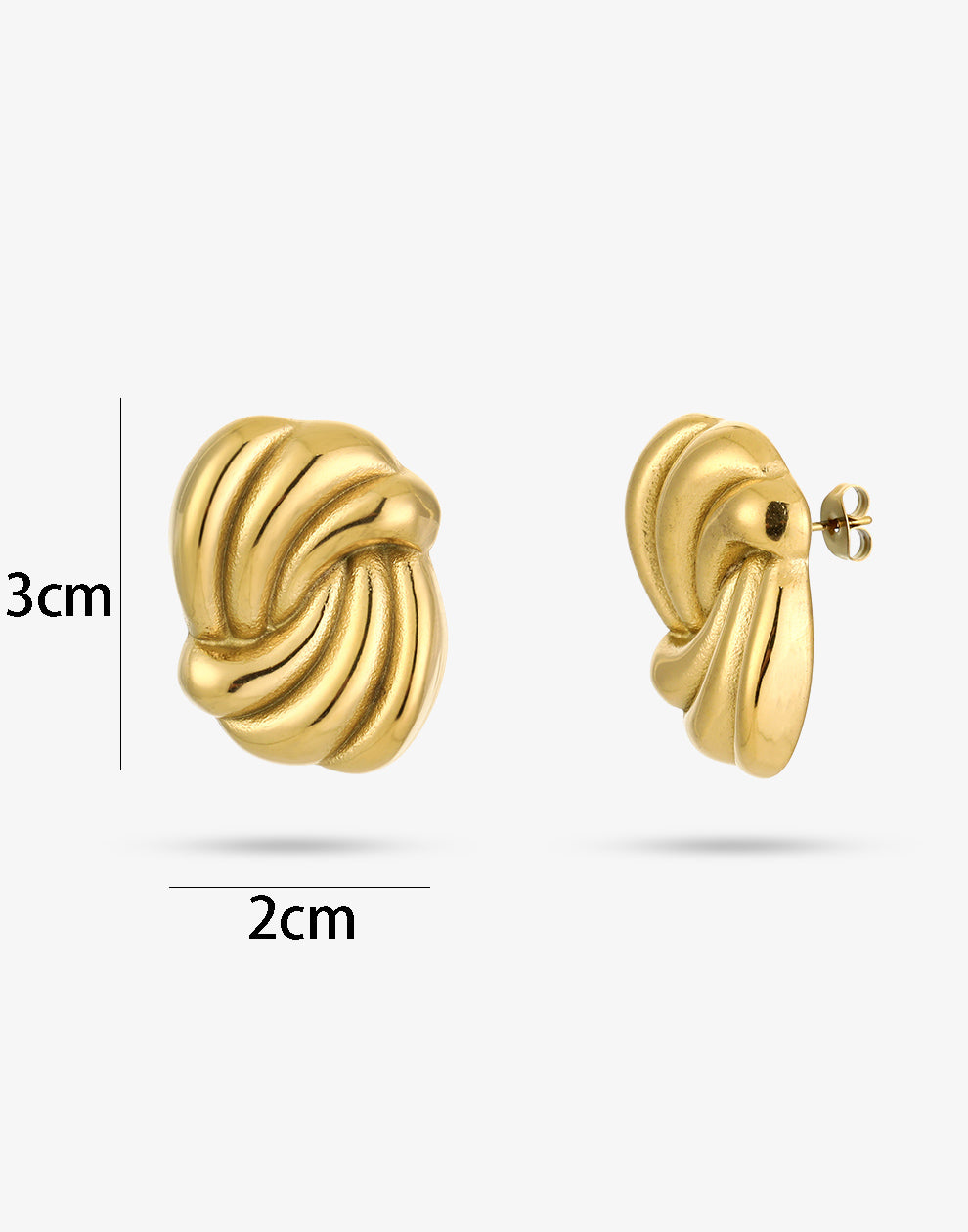 Statement earstud waves goudkleurig