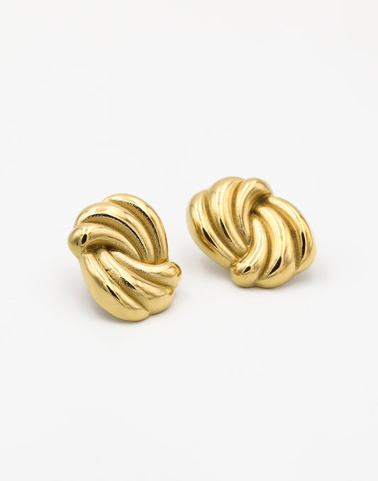 Statement earstud waves goudkleurig