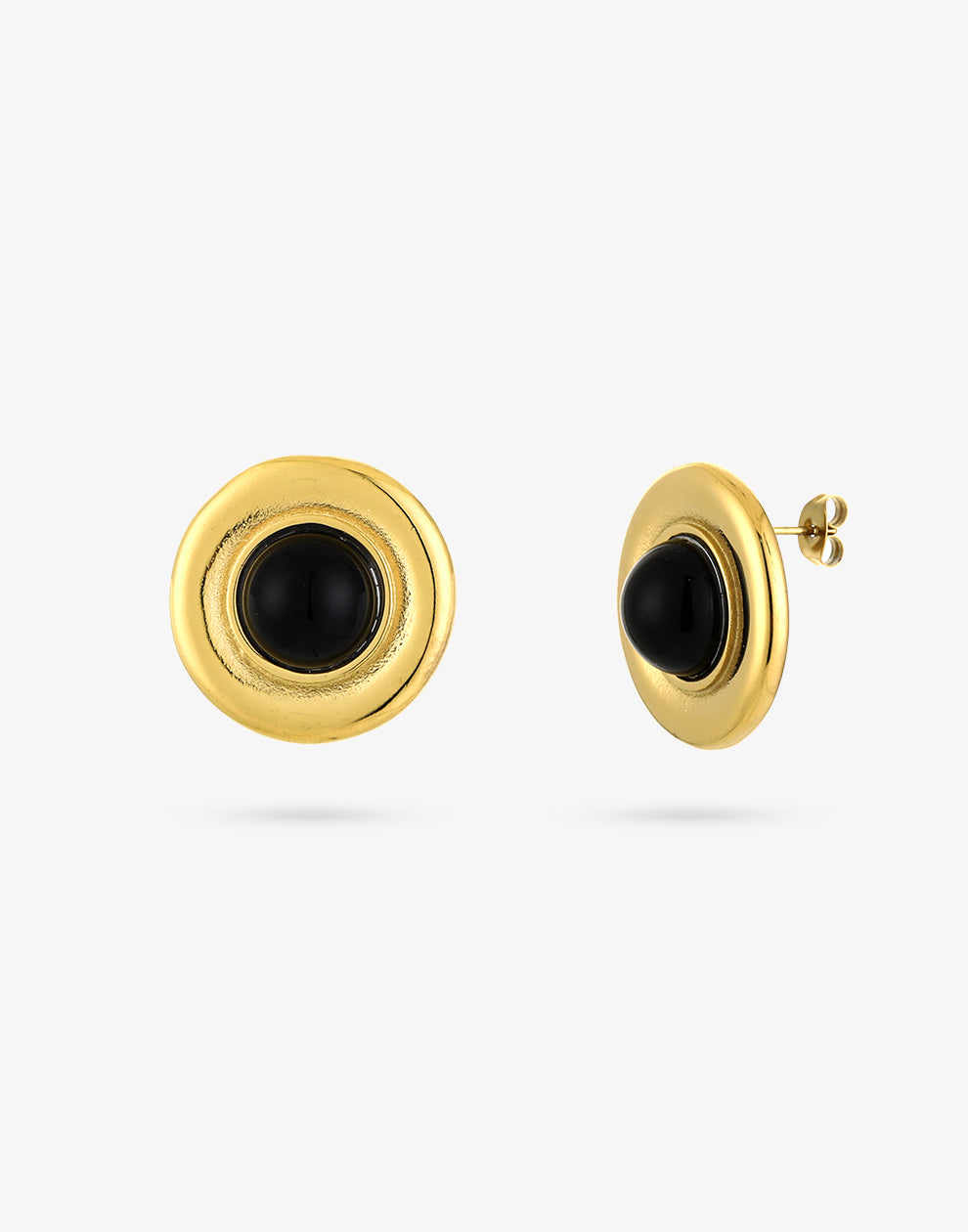 Statement oorsteker vintage zwarte steen goudkleurig