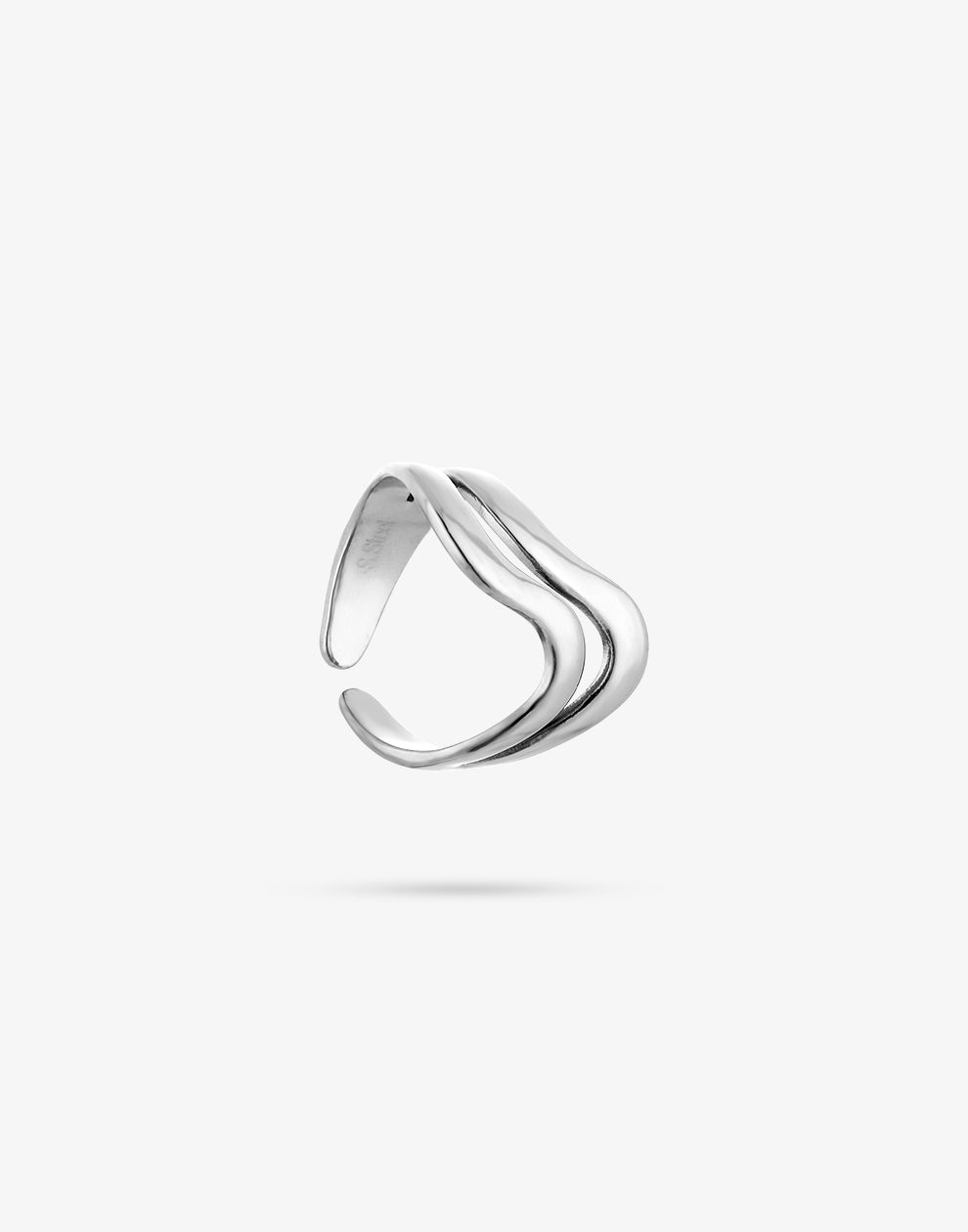 Ring double wave zilverkleurig