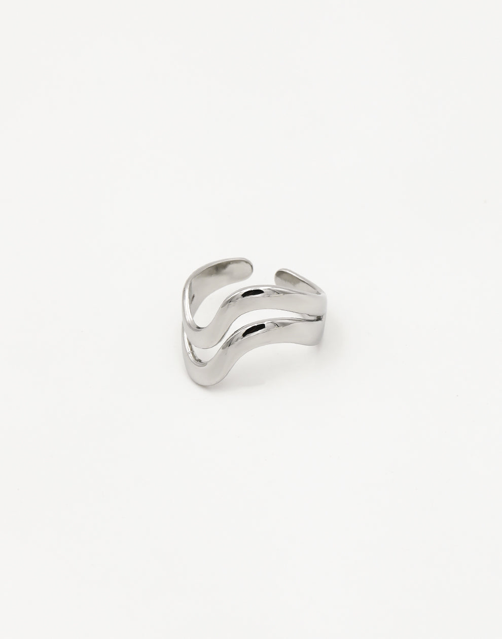 Ring double wave silver-colored
