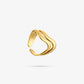 gold-colored double wave ring
