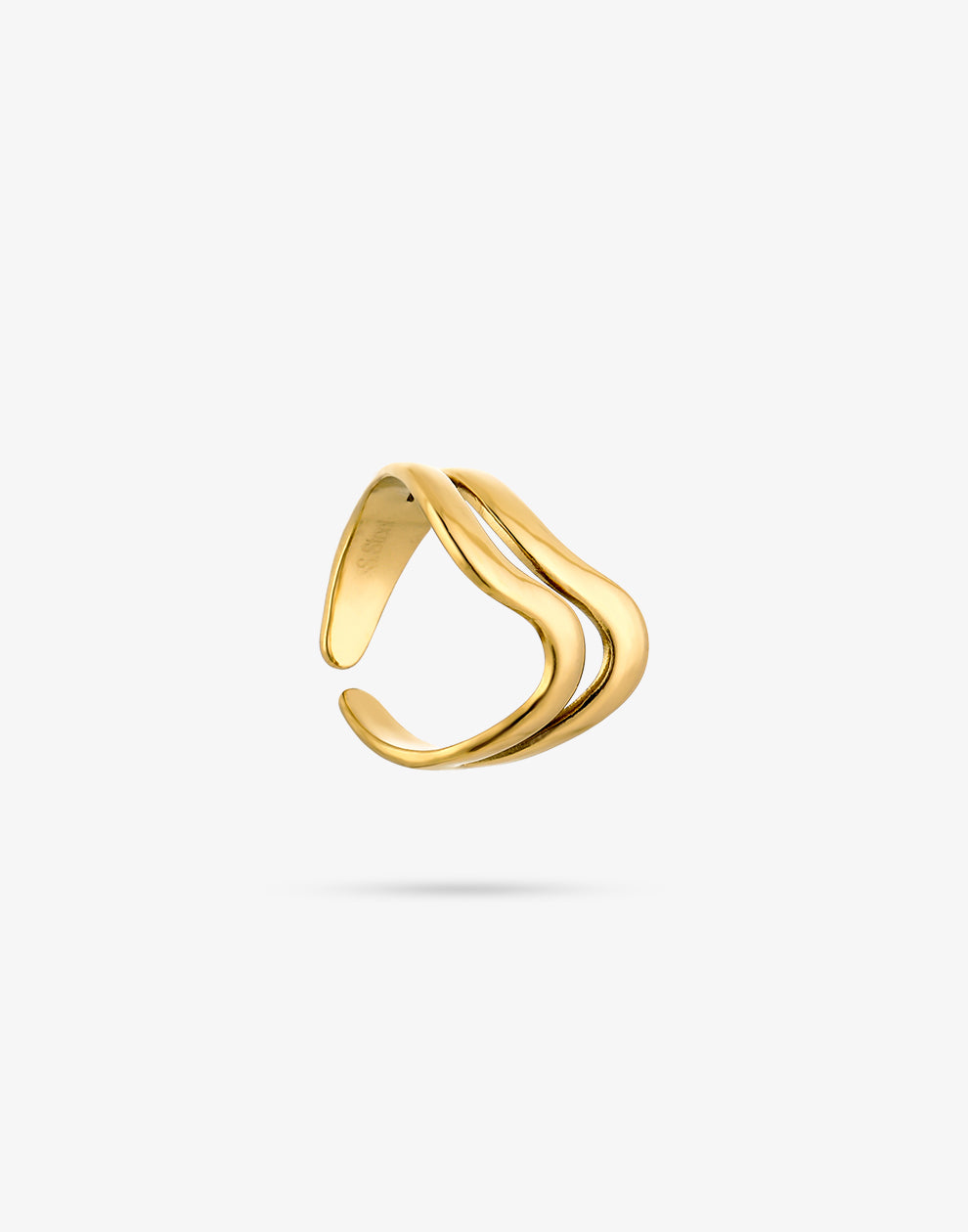 ring double wave goudkleurig