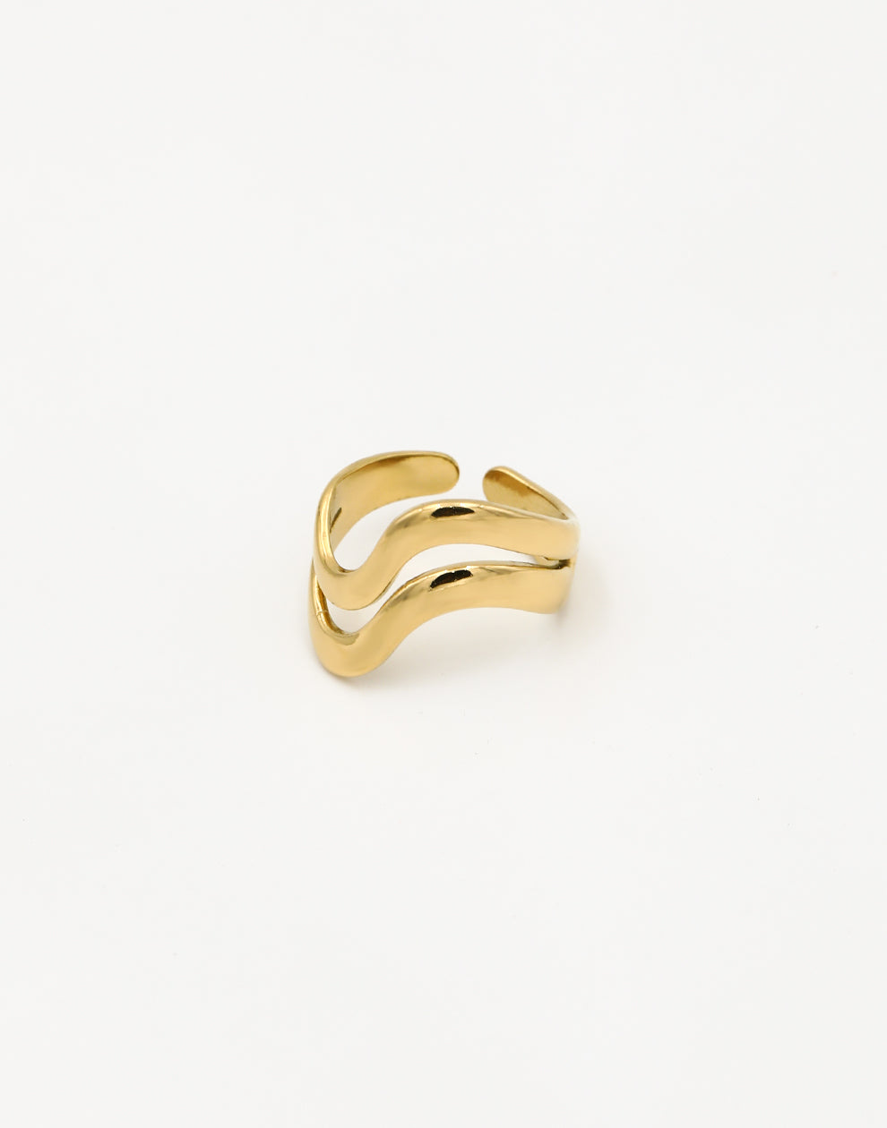 ring double wave goudkleurig