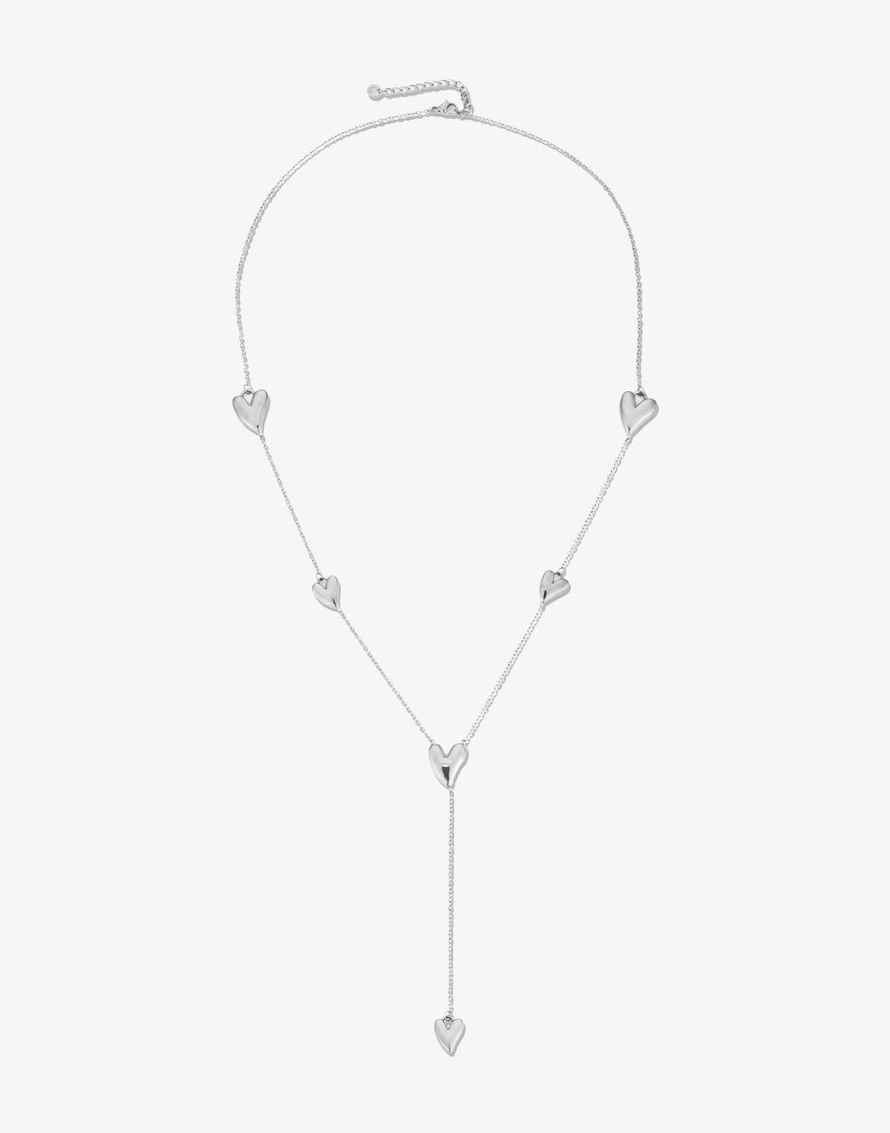 Y-ketting vintage hartjes zilverkleurig