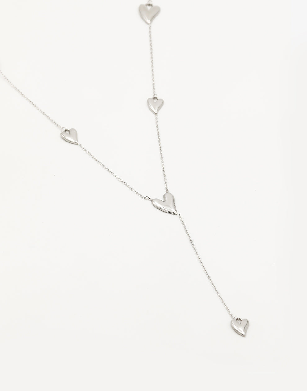 Y-ketting vintage hartjes zilverkleurig