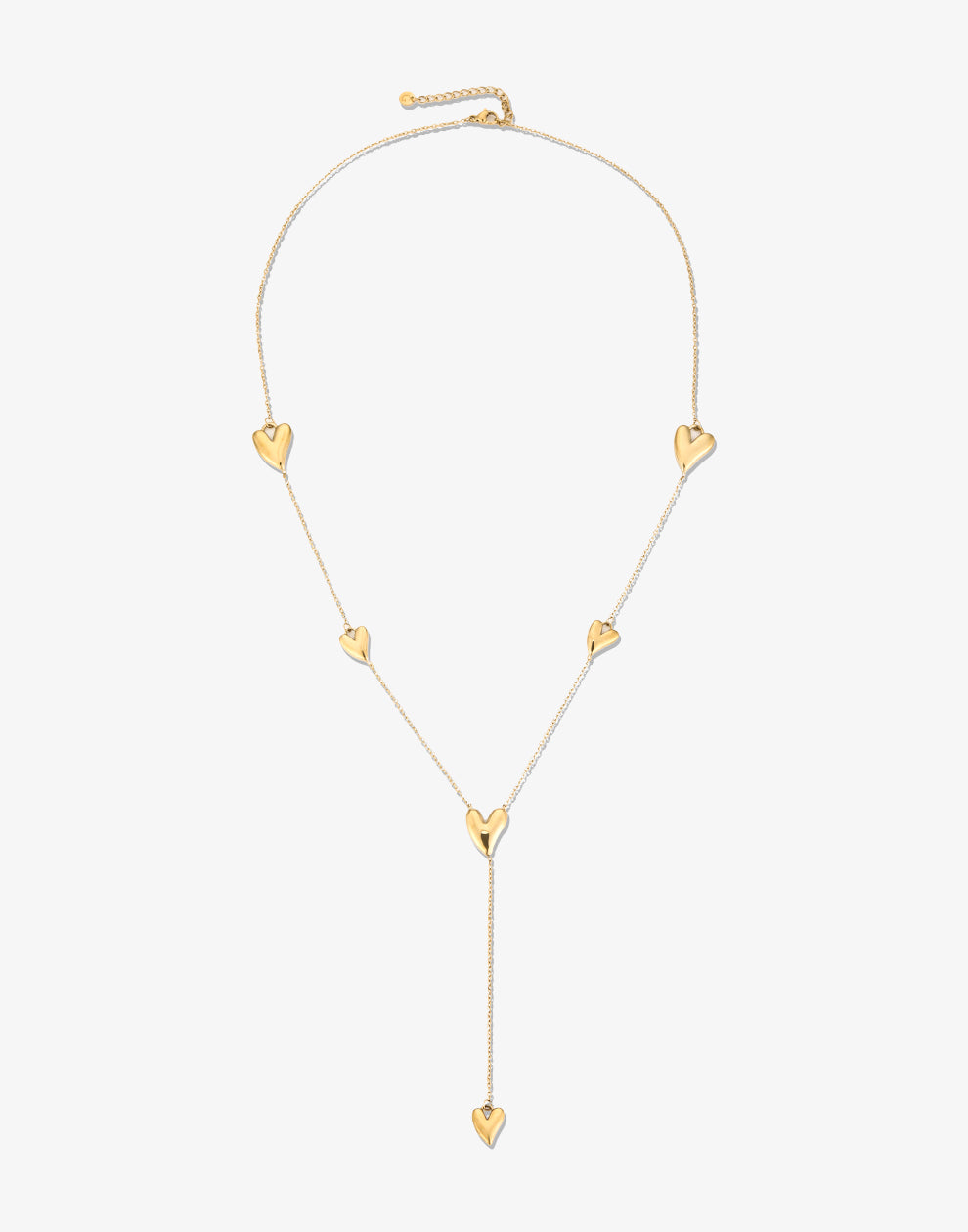 Y-ketting vintage hartjes goudkleurig