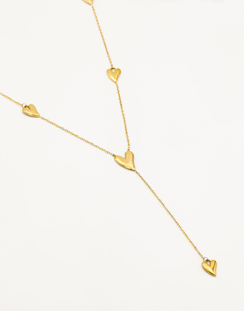 Y-ketting vintage hartjes goudkleurig