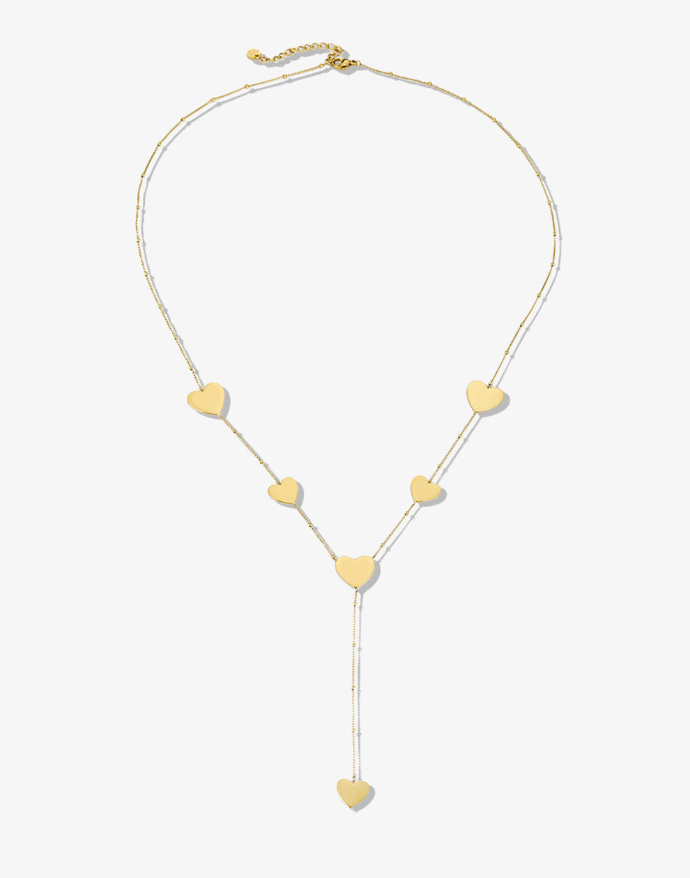 Y ketting platte hartjes goudkleurig