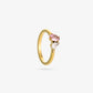 Ring dubbele steen roze crystal