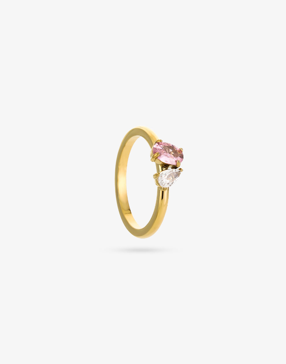 Ring dubbele steen roze crystal