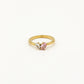 Ring dubbele steen roze crystal