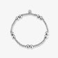 Stretch armband mix stalen kralen zilverkleurig