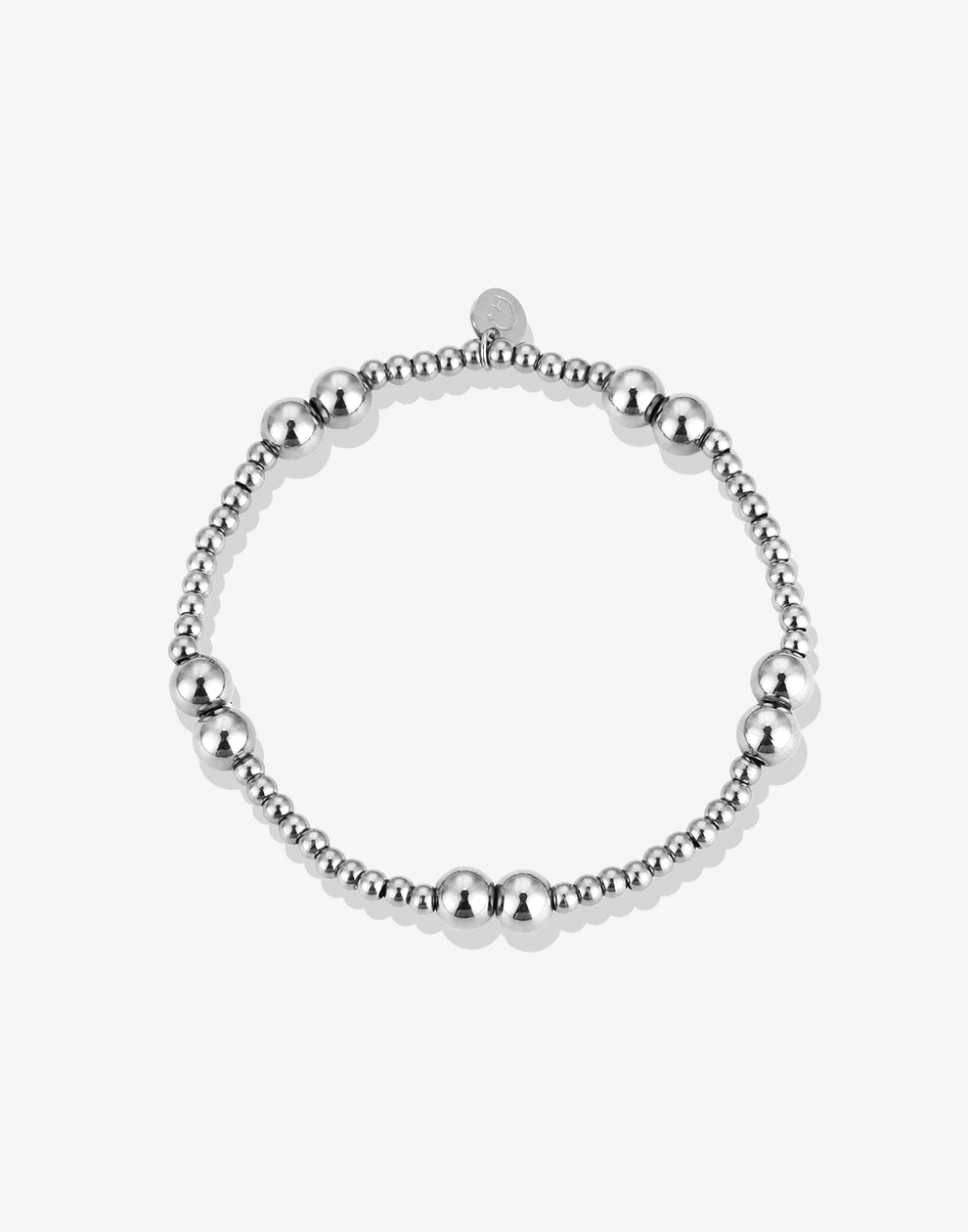 Stretch armband mix stalen kralen zilverkleurig