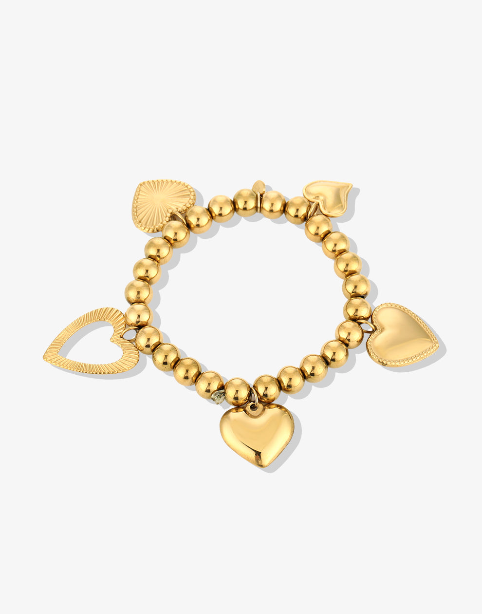 Kralen armband met harten bedels