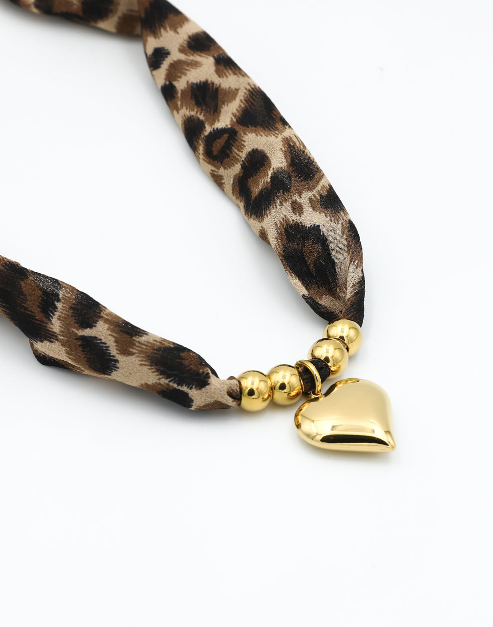 Leopardenmuster-Halskette mit Perlen und Herz