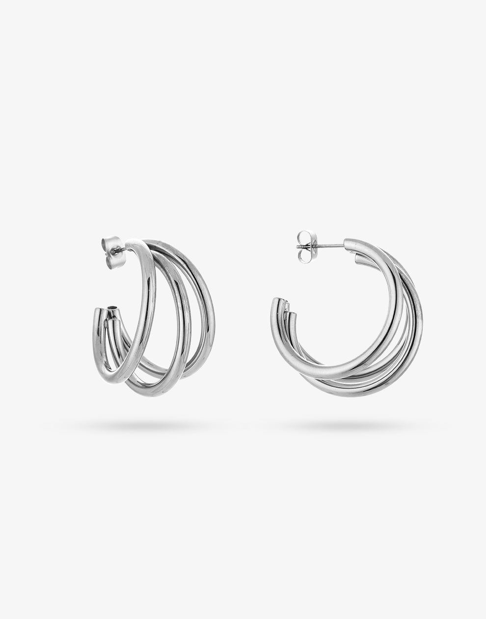 Triple hoop thin 30mm zilverkleurig