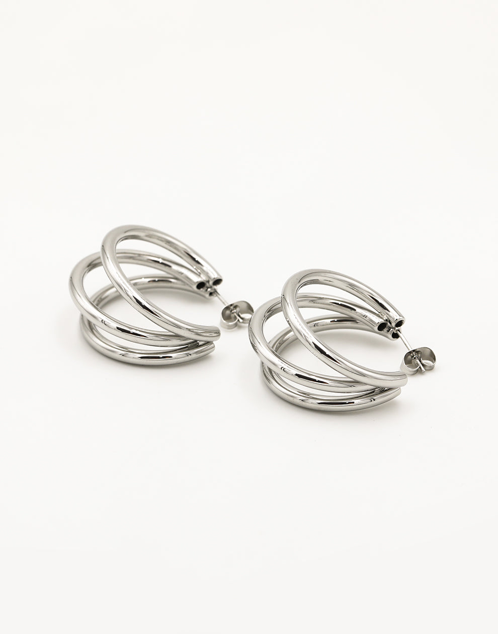 Triple hoop thin 30mm zilverkleurig