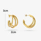 Triple hoop thin 30mm goudkleurig