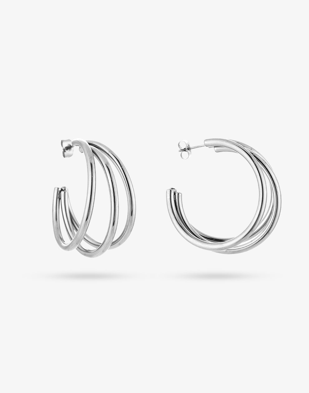 Triple hoop thin 40mm zilverkleurig