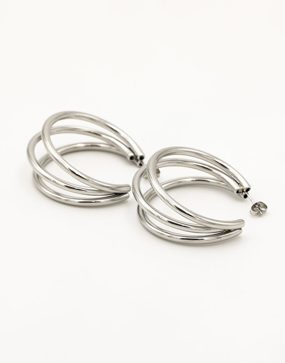 Triple hoop thin 40mm zilverkleurig