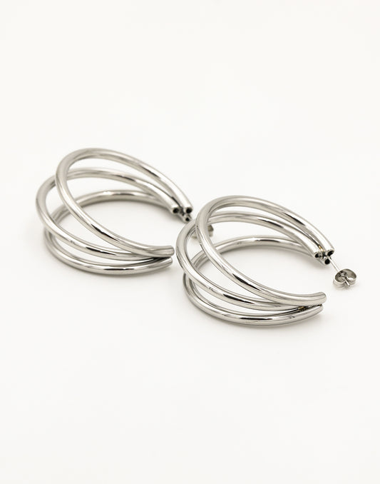 Triple hoop thin 40mm zilverkleurig