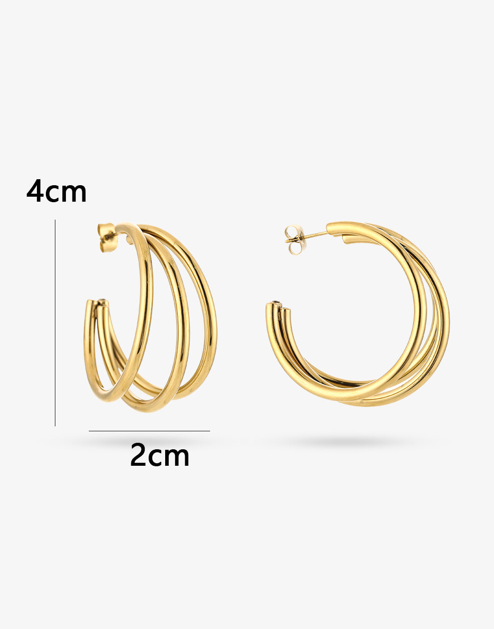 Triple hoop thin 40mm goudkleurig