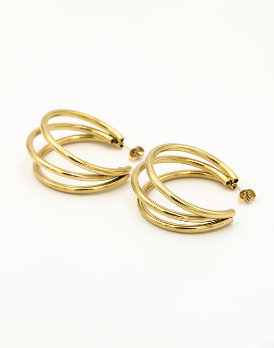 Triple hoop thin 40mm goudkleurig
