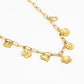 Schakelketting met bedels bloemen en harten goudkleurig