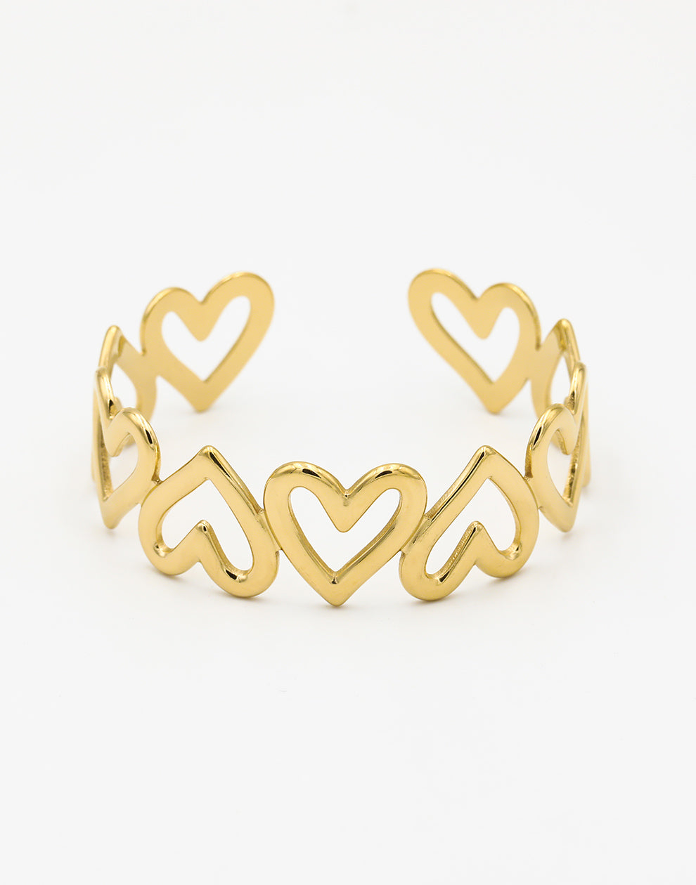 Bangle armband hartjes goudkleurig