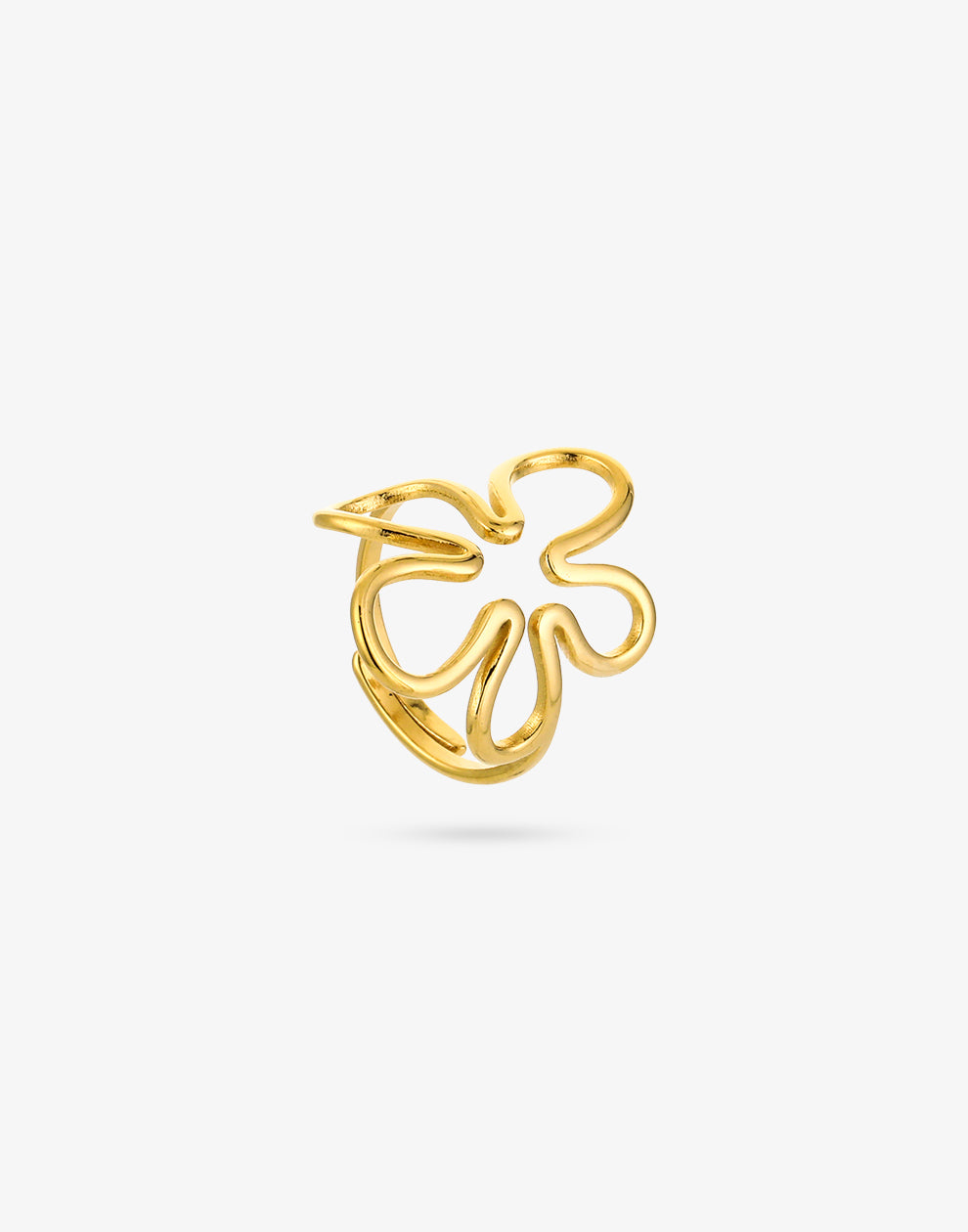 Ring open bloem goudkleurig