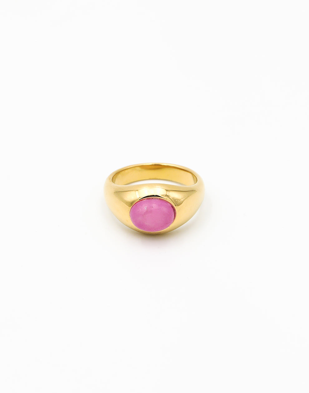 Zegelring met ovale steen roze