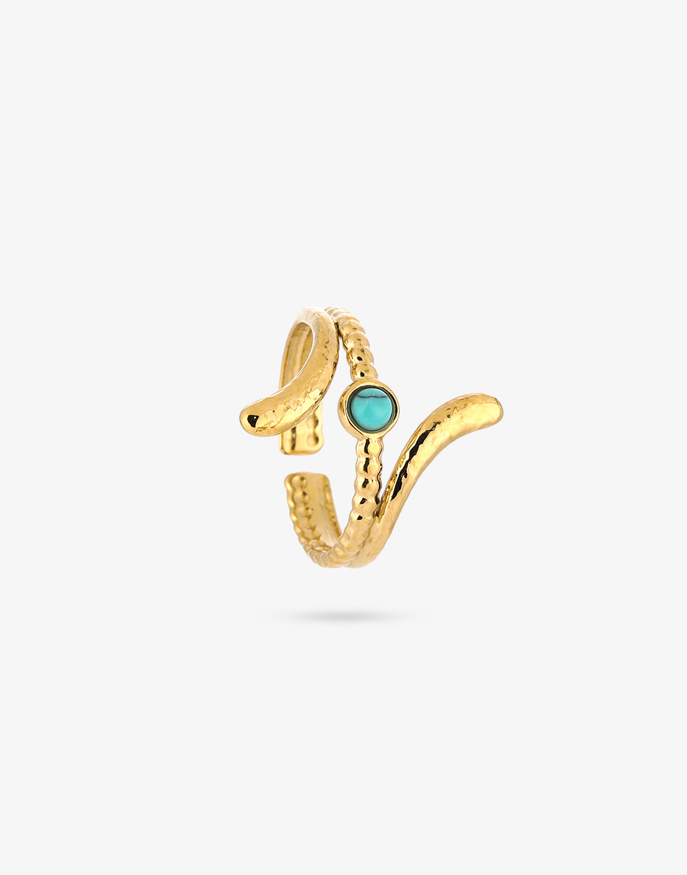 Dubbele ring elegant met steen turquoise
