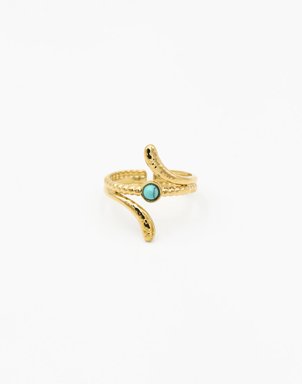 Dubbele ring elegant met steen turquoise