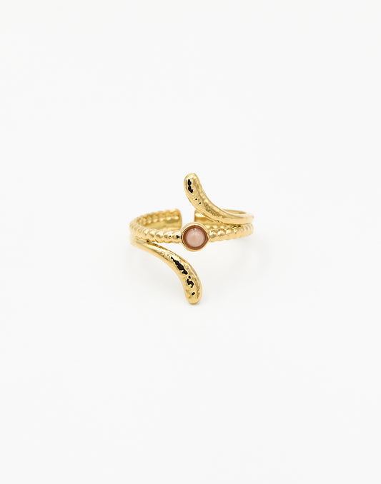 Dubbele ring elegant met steen roze