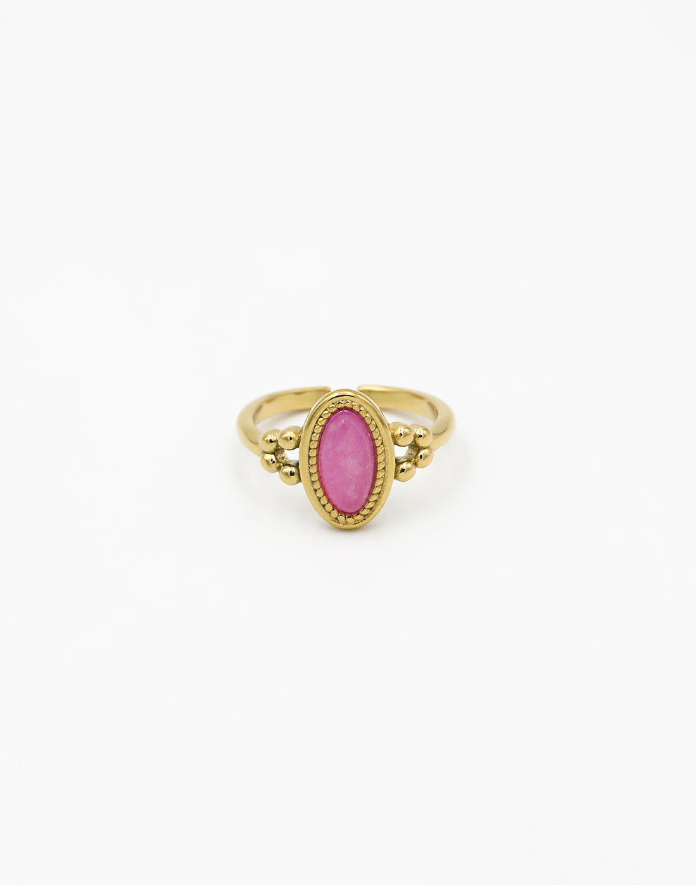 Vintage ring met ovale steen roze